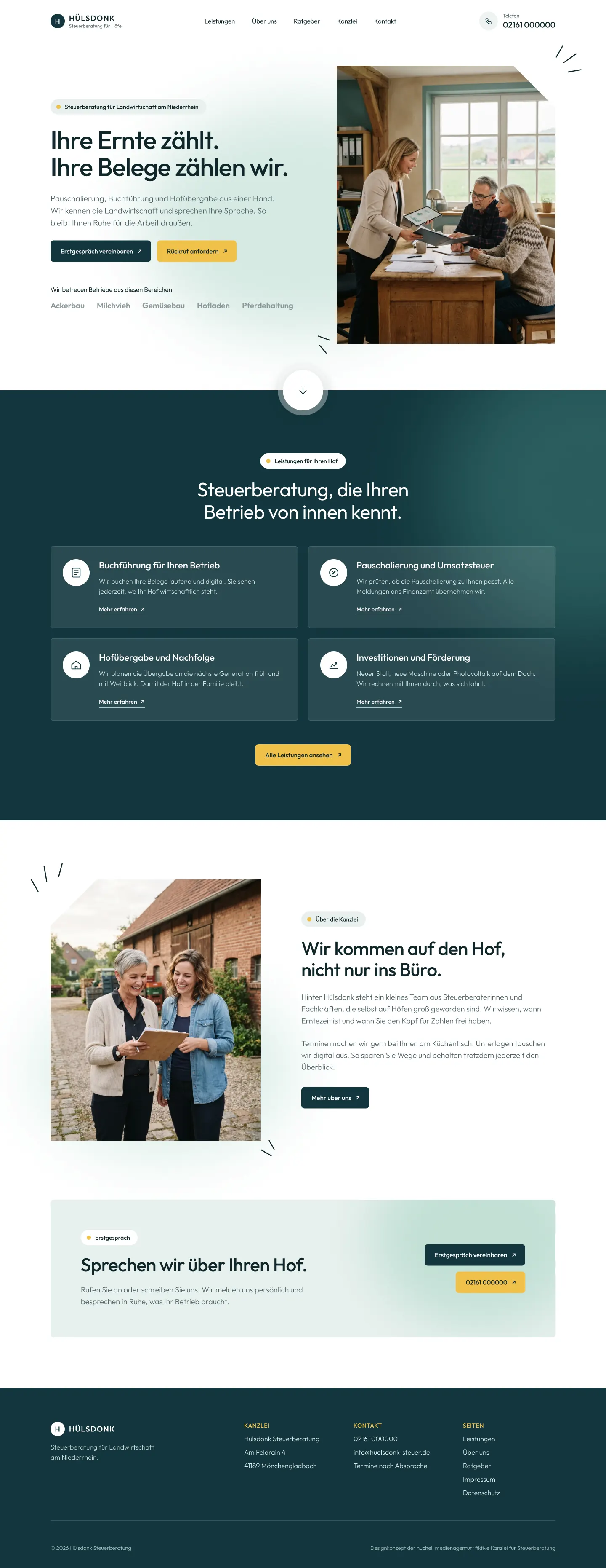 Referenz: Designkonzept Steuerberatung Huelsdonk Landwirtschaft