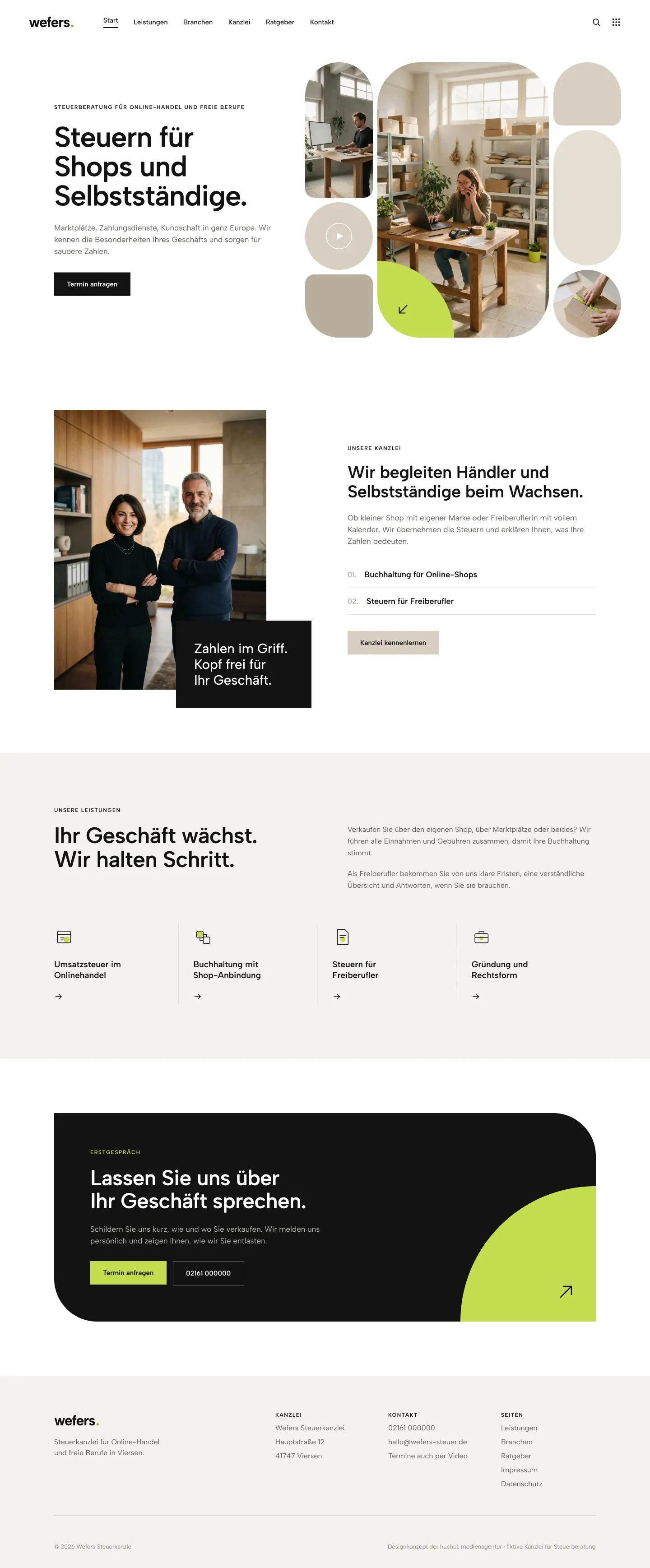 Referenz: Designkonzept Steuerkanzlei Wefers Onlinehandel